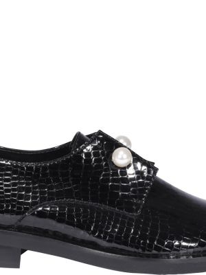 Coliac Pearl Embellished Embossed Loafers