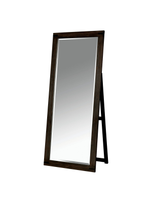 Simones Rustic Standing Mirror Wire-brushed Rustic Brown - Iohomes