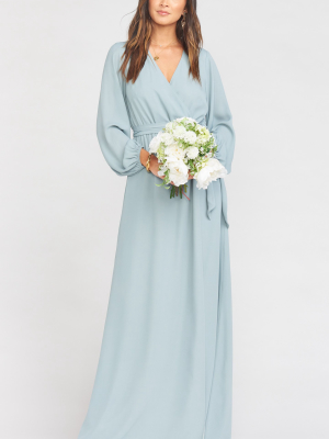 Lady Long Sleeve Wrap Dress ~ Silver Sage Crisp