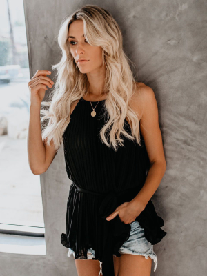 Pleats To Meet You Tie Top - Black - Final Sale