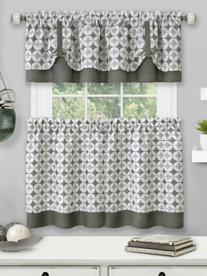 Kate Aurora Modern Geo 3 Pc Kitchen Curtain Tier & Valance Set