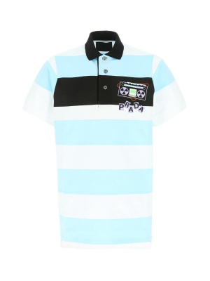 Prada Graphic Printed Striped Polo Shirt