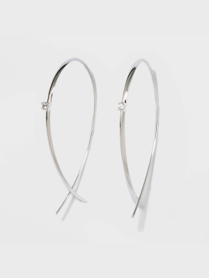 Sterling Silver Polished With Cubic Zirconia Threader Earrings - A New Day™ Silver