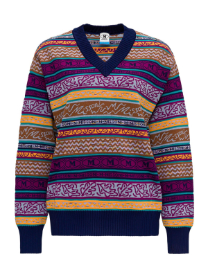 M Missoni Striped V-neck Jumper