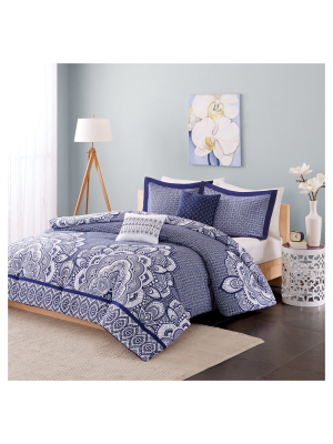 Aimee Large Medallion Print Comforter Set