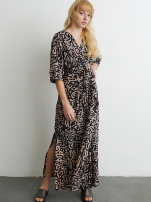 Letsa Wrap Dress In E-z Maze