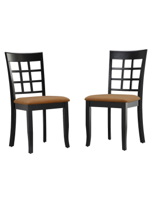 Set Of 2 Kensington Lattice Back Dining Chairs Black - Inspire Q