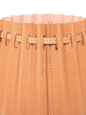 Pleated Bucket Bag In Cammello With Rosa