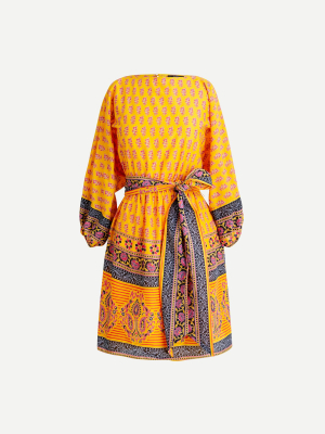 Dolman-sleeve Mini Dress In Sunny Block Print