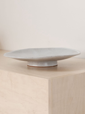 Len Carella Large Round Pedestal Platter: White
