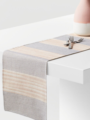 Grid 90" Embroidered Table Runner