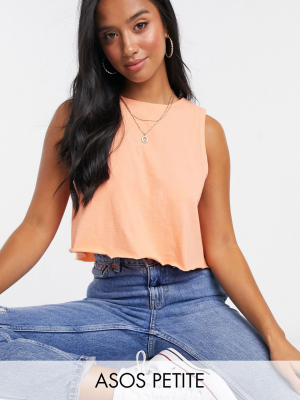 Asos Design Petite Crop Swing Tank In Coral