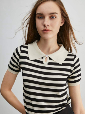 By The Sea Black Striped T-shirt