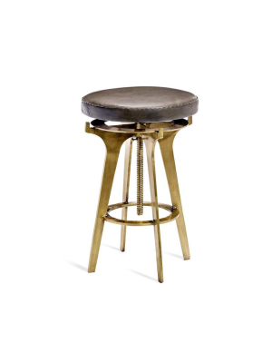 Interlude Home Colton Brown Leather Adjustable Stool - 2 Available Colors