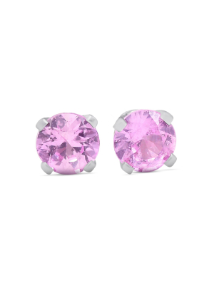 Pompeii3 1/4 Ct Tdw Pink Sapphire Studs 14k White Gold