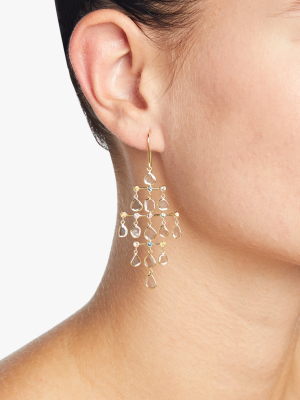 Polki Diamond & Rainbow Sapphire Slice Chandelier Earrings