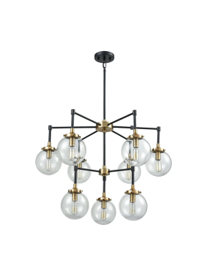 Boudreaux 9 Chandelier In Matte Black & Antique Gold Design By Bd Fine Lighting