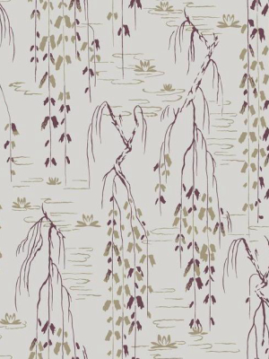 Willow Branches Wallpaper In Grey And Purple From The Tea Garden Collection By Ronald Redding For York Wallcoverings