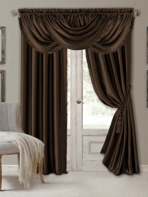 Versailles Faux Silk Room Darkening Window Curtain Panel - Elrene Home Fashions