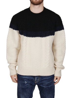 Alexander Mcqueen Two-tone Cable-knit Sweater