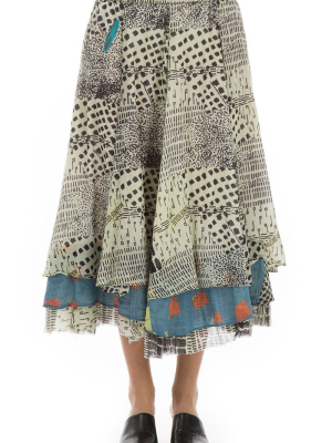 Flared Layered Magnifique Print Silk Skirt