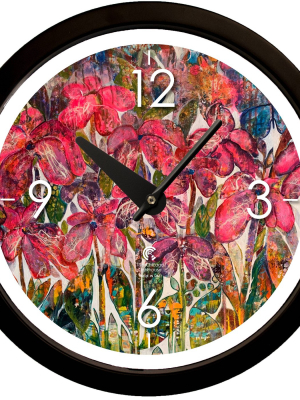 14.5" Artist Series Diane Rakocy Full Bloom Decorative Clock Black - The Chicago Lighthouse