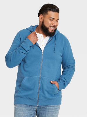 Men's Big & Tall Regular Fit Full Zip Fleece Hoodie Sweatshirt - Goodfellow & Co™ Blue