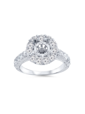 Pompeii3 1ct Halo Diamond Engagement Ring Setting 14k White Gold