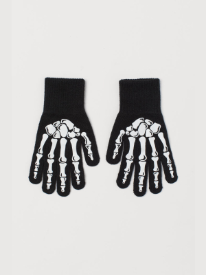 Gloves With Printed Motif