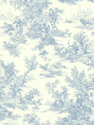 Campagne Toile Wallpaper In Blue By Ashford House For York Wallcoverings