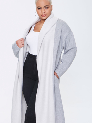 Plus Size Colorblock Longline Coat