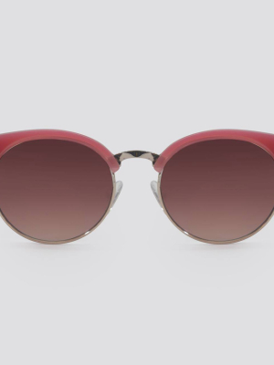 Women's Retro Plastic Metal Combo Round Sunglasses - A New Day™ Pink