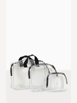 3 Piece Clear Travel Makeup Bags