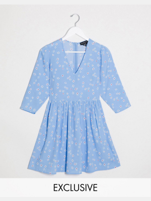 Wednesday's Girl Mini Smock Dress In Daisy Print