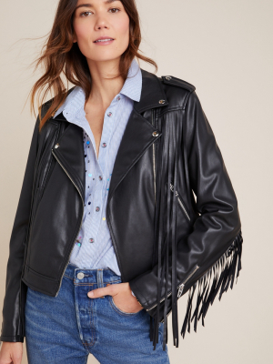 Fringed Faux Leather Moto Jacket