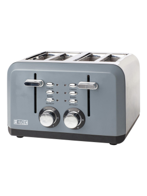 Haden 75007 Perth Wide Slot Stainless Steel Body Countertop Retro 4 Slice Toaster With Adjustable Browning Control, Slate Gray