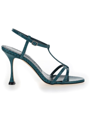 Manolo Blahnik Raqui Embossed Strapped Sandals