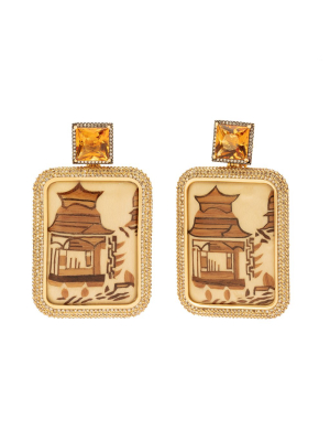 Marquetry Pagoda Earrings