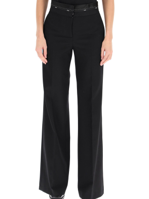 Msgm Logo Waistband Flared Trousers