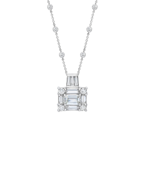 Mega Clarity Diamond Pendant 18k White Gold Necklace
