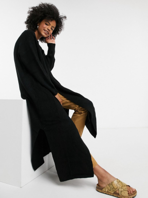 Topshop Oversized Maxi Cardigan In Black