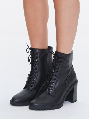 Lace-up Block Heel Booties