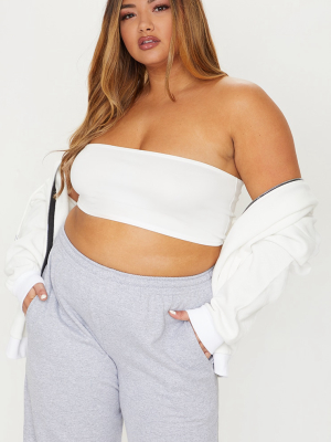 Plus White Scuba Bandeau Crop Top