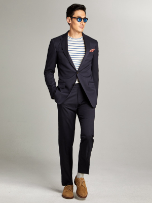 Sutton Stretch Tropical Wool Suit In Navy