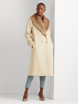 Faux Fur-trim Wool-blend Coat