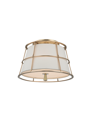 Hudson Valley Lighting Savona 2-bulb Ceiling Lamp - Aged Brass & Cream