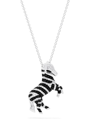 Effy Safari 14k White Gold Black And White Diamond Zebra Pendant, 0.50 Tcw