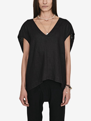 Oversized V-neck Linen Top