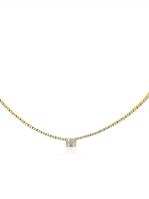 14kt Yellow Gold Baguette Diamond Colette Necklace