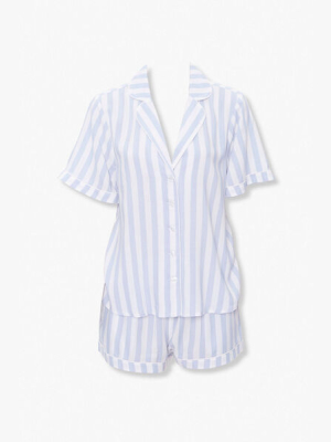 Striped Shirt & Shorts Pj Set